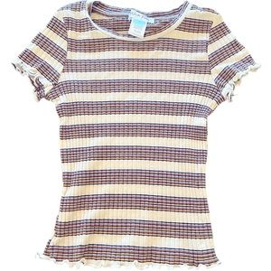 White Fawn Rainbow Stripe T-shirt Girls Size S